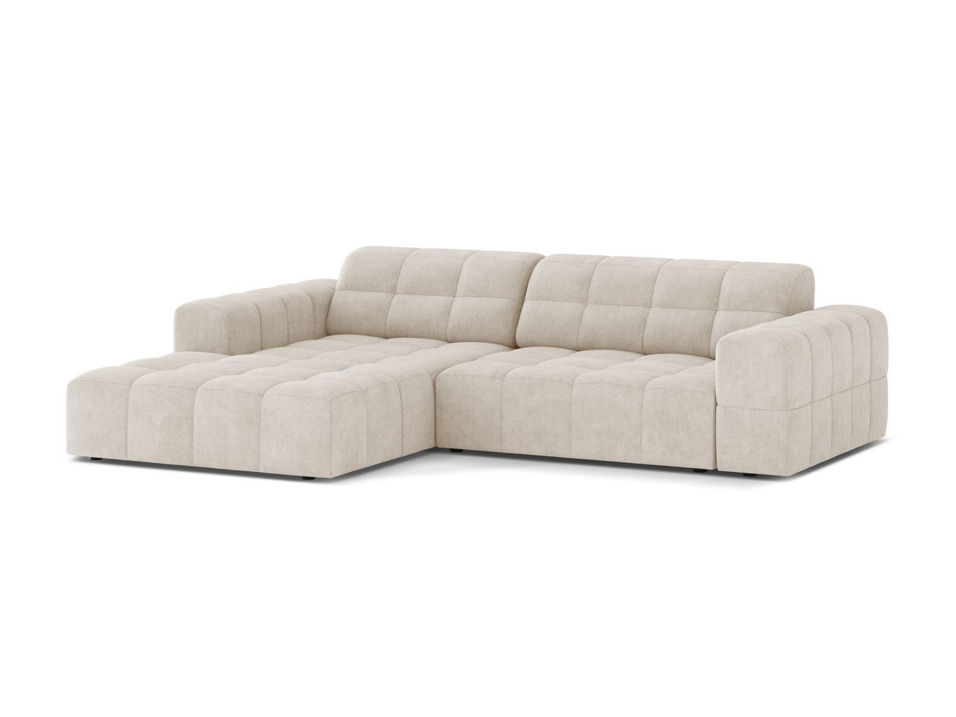 Cosmopolitan Design venstrevendt hjørnesofa, "Chicago", 3-personers, 234 × 167 × 78 cm, Eden 10, sorte plastben