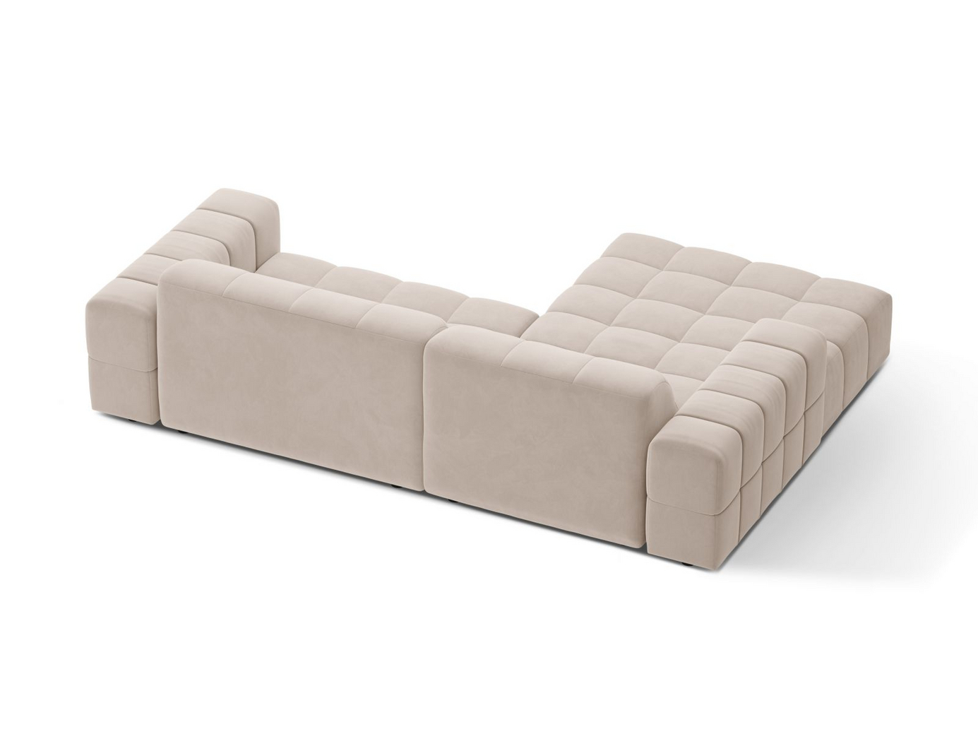 Cosmopolitan Design venstrevendt velourhjørnesofa, "Chicago", 3-personers, 234 × 167 × 78 cm, Venus, sorte plastben