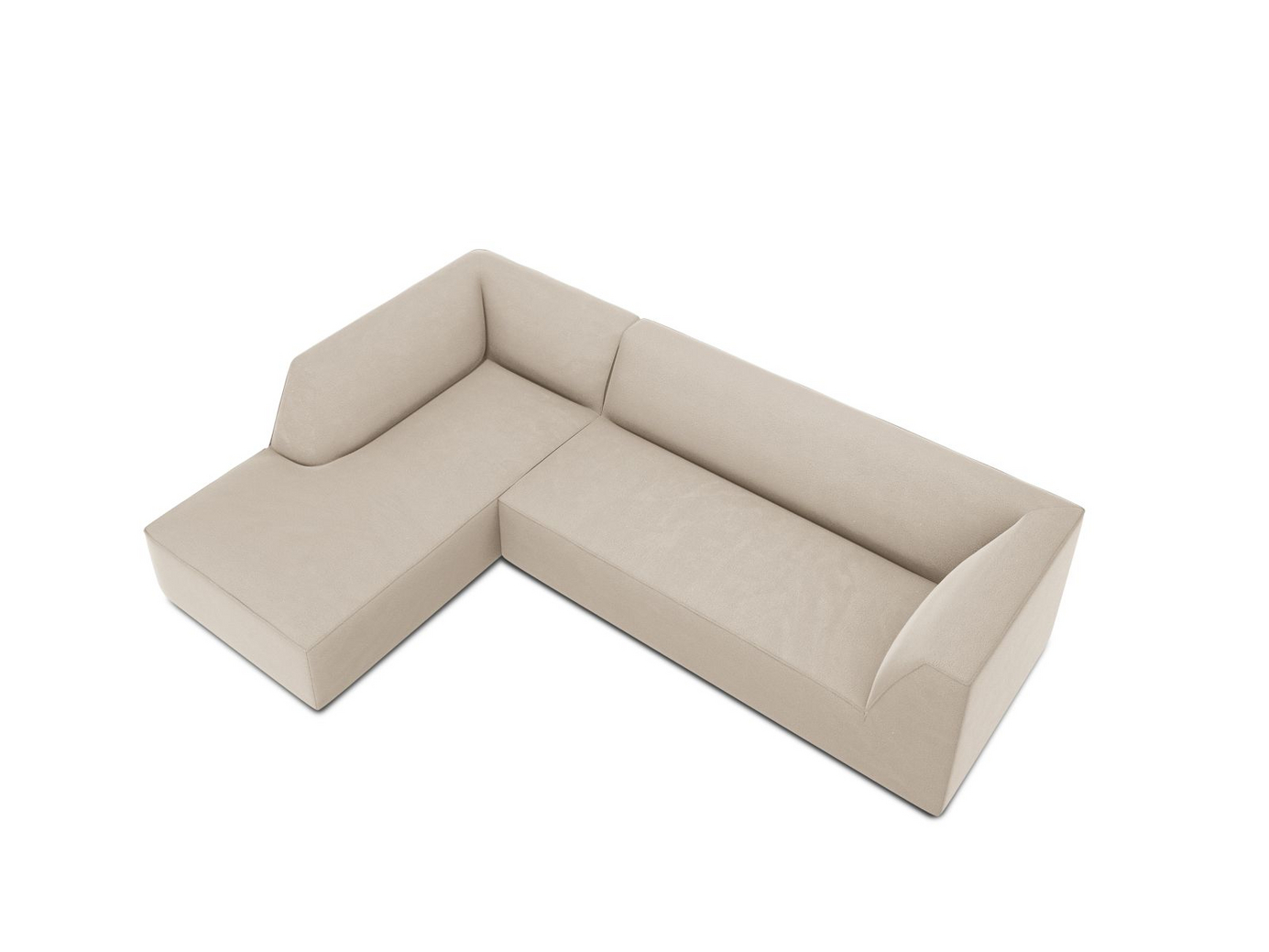 Cosmopolitan Design venstrevendt velourmodulhjørnesofa, "Siena", 4-personers, 273 × 180 × 69 cm, Salvador, sorte plastben, Variant LC_M_44