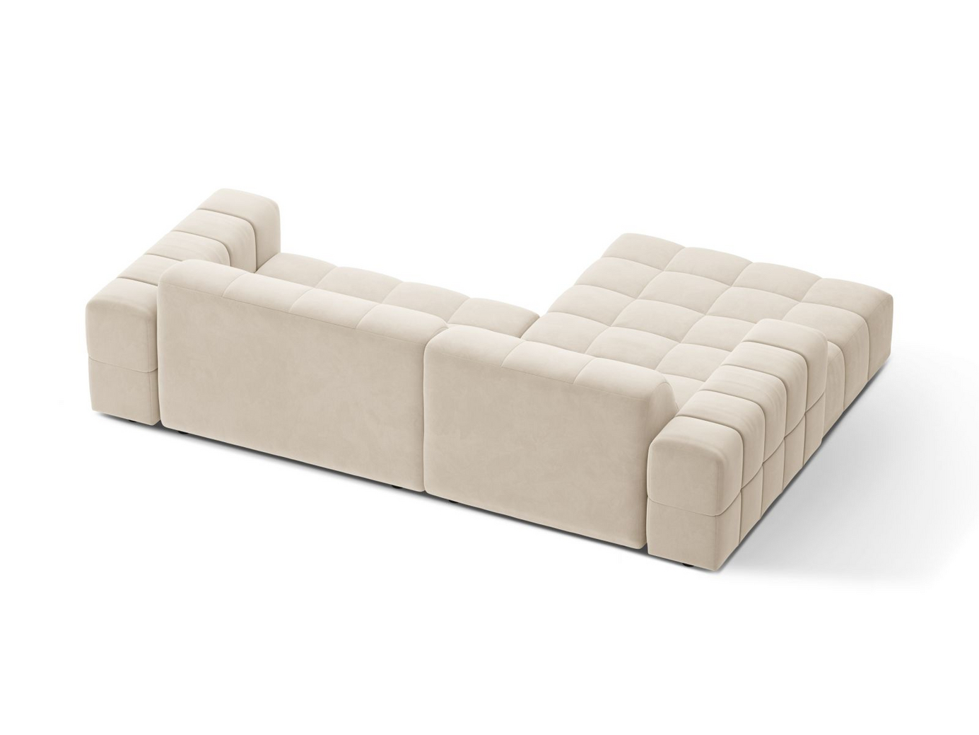 Cosmopolitan Design venstrevendt velourhjørnesofa, "Chicago", 3-personers, 234 × 167 × 78 cm, Bluvel, sorte plastben