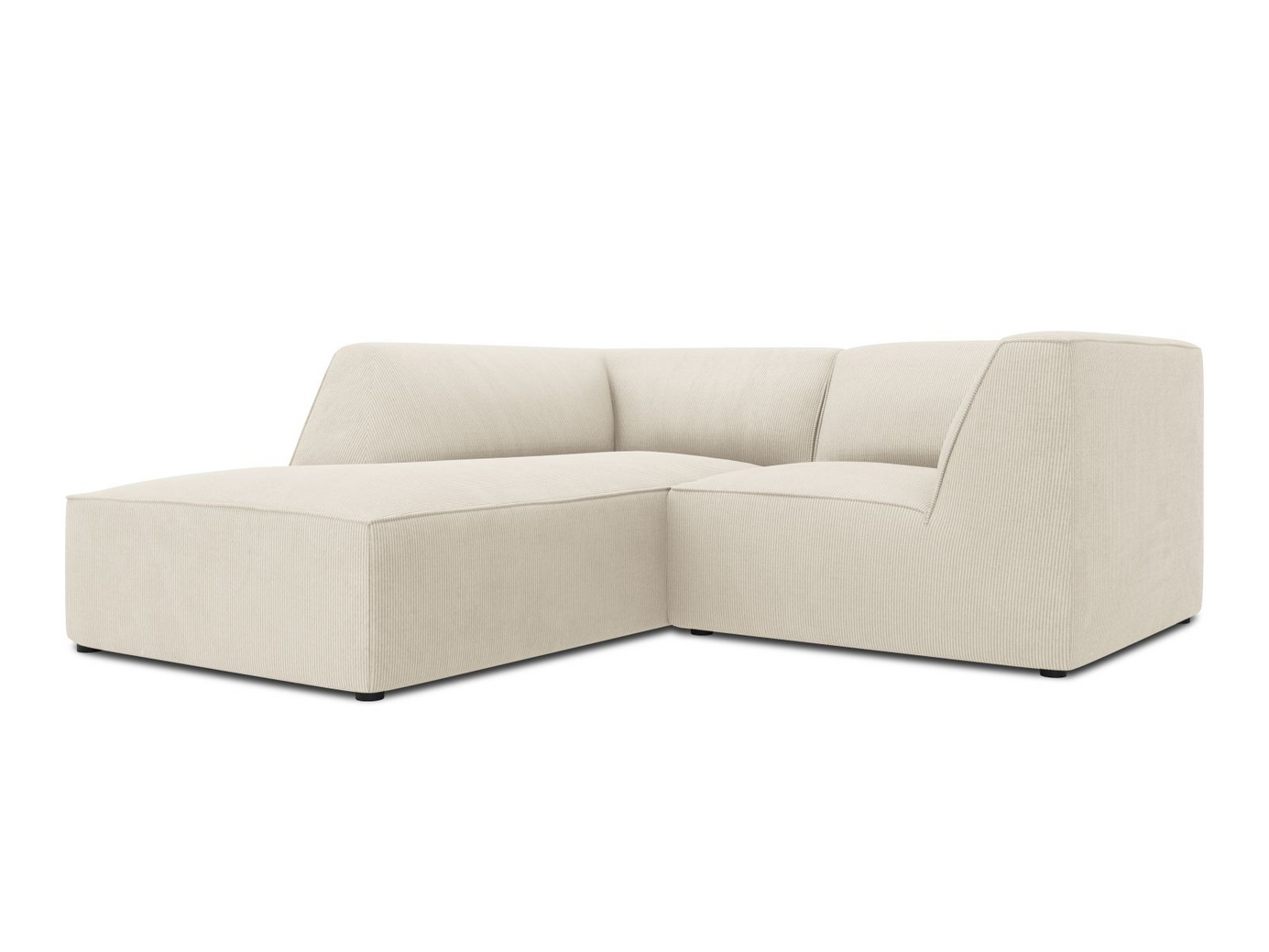 Cosmopolitan Design venstrevendt modulhjørnesofa, "Siena", 3-personers, 186 × 180 × 69 cm, Scala, sorte plastben