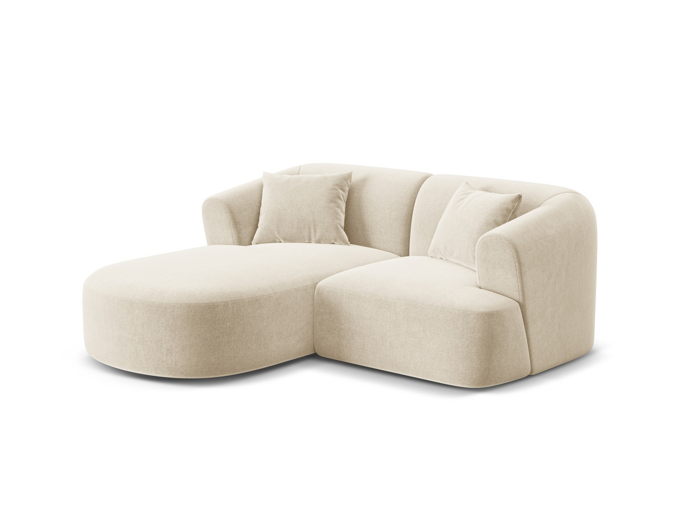 Cosmopolitan Design venstrevendt velourmodulhjørnesofa, "Campi", 3-personers, 180 × 156 × 70 cm, Vogue, sorte plastben