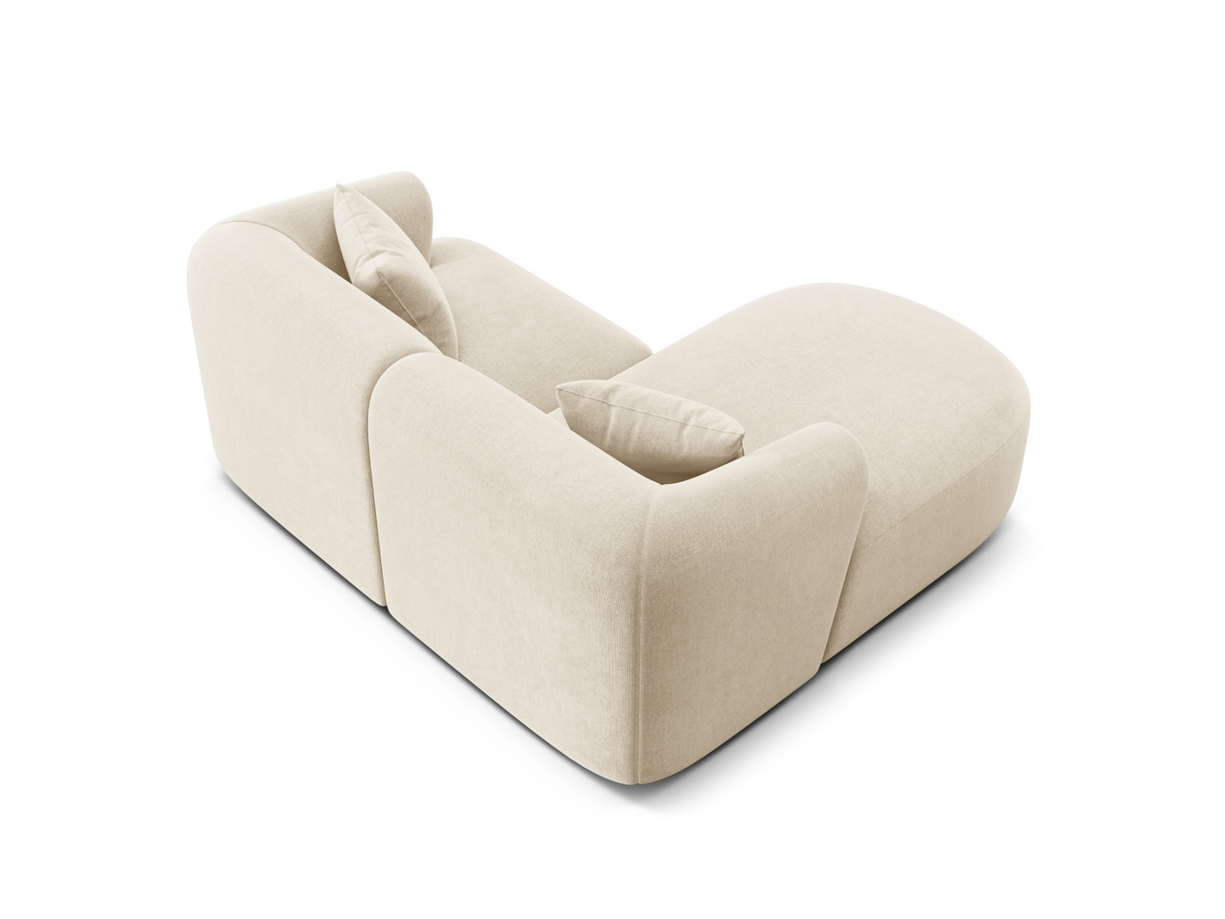 Cosmopolitan Design venstrevendt velourmodulhjørnesofa, "Campi", 3-personers, 180 × 156 × 70 cm, Vogue, sorte plastben