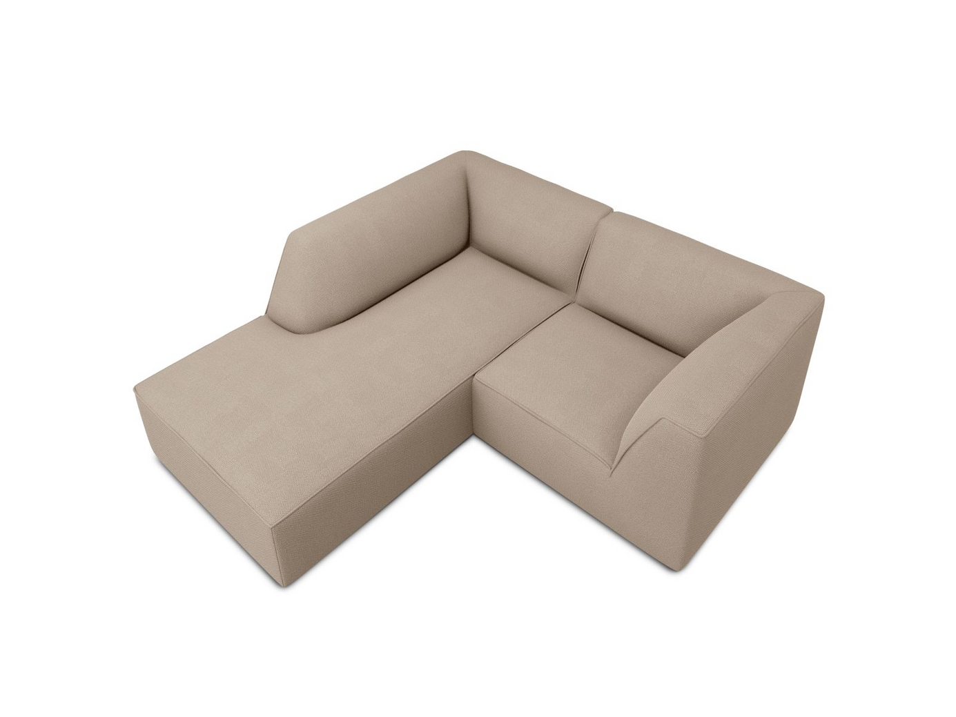 Cosmopolitan Design venstrevendt modulhjørnesofa, "Siena", 3-personers, 186 × 180 × 69 cm, Ottawa, sorte plastben