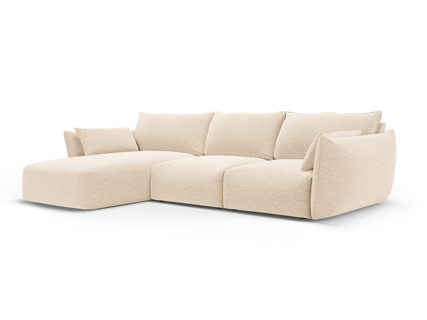 Cosmopolitan Design venstrevendt hjørnesofa, "Matera", 5-personers, 280 × 171 × 85 cm, Haga, sorte plastben
