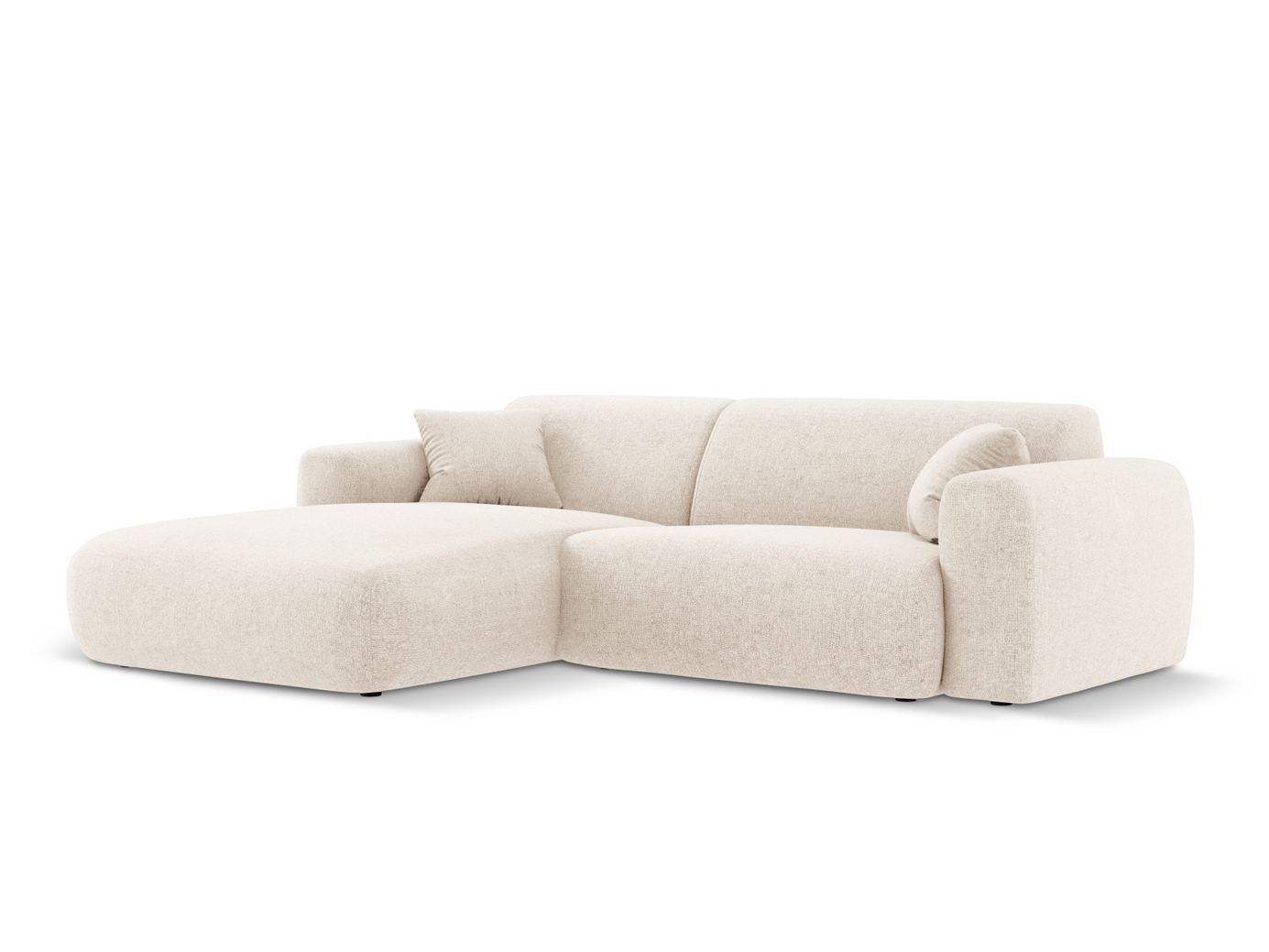 Cosmopolitan Design venstrevendt hjørnesofa, "Nolio", 4-personers, 235 × 170 × 72 cm, Haga, sorte plastben