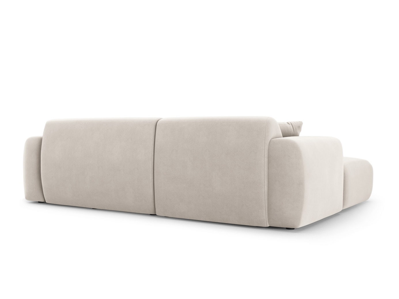 Cosmopolitan Design venstrevendt velourhjørnesofa, "Nolio", 4-personers, 235 × 170 × 72 cm, Casino, sorte plastben