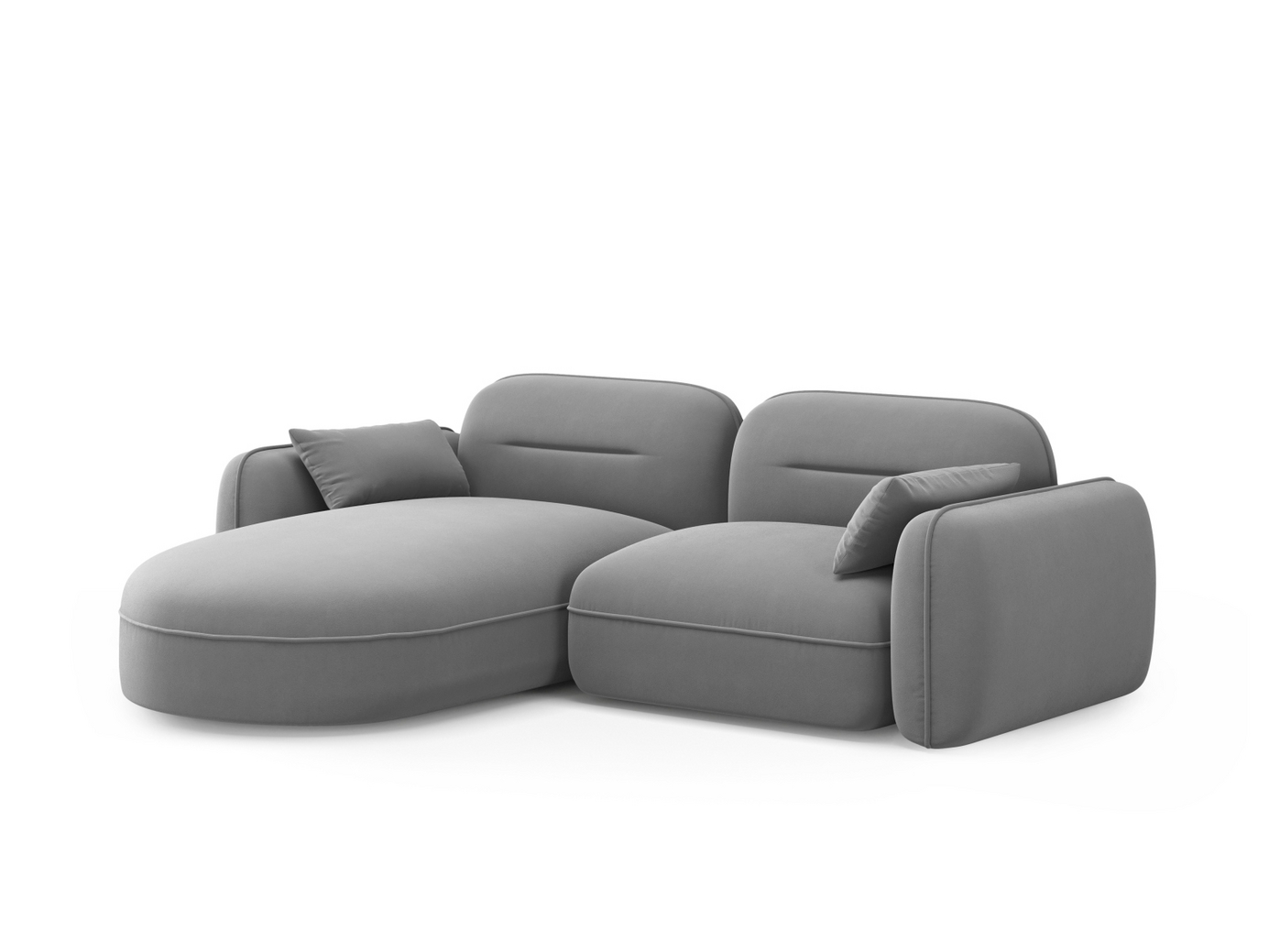 Cosmopolitan Design venstrevendt velourmodulhjørnesofa, "Sydney", 3-personers, 230 × 165 × 70 cm, Casino, sorte plastben