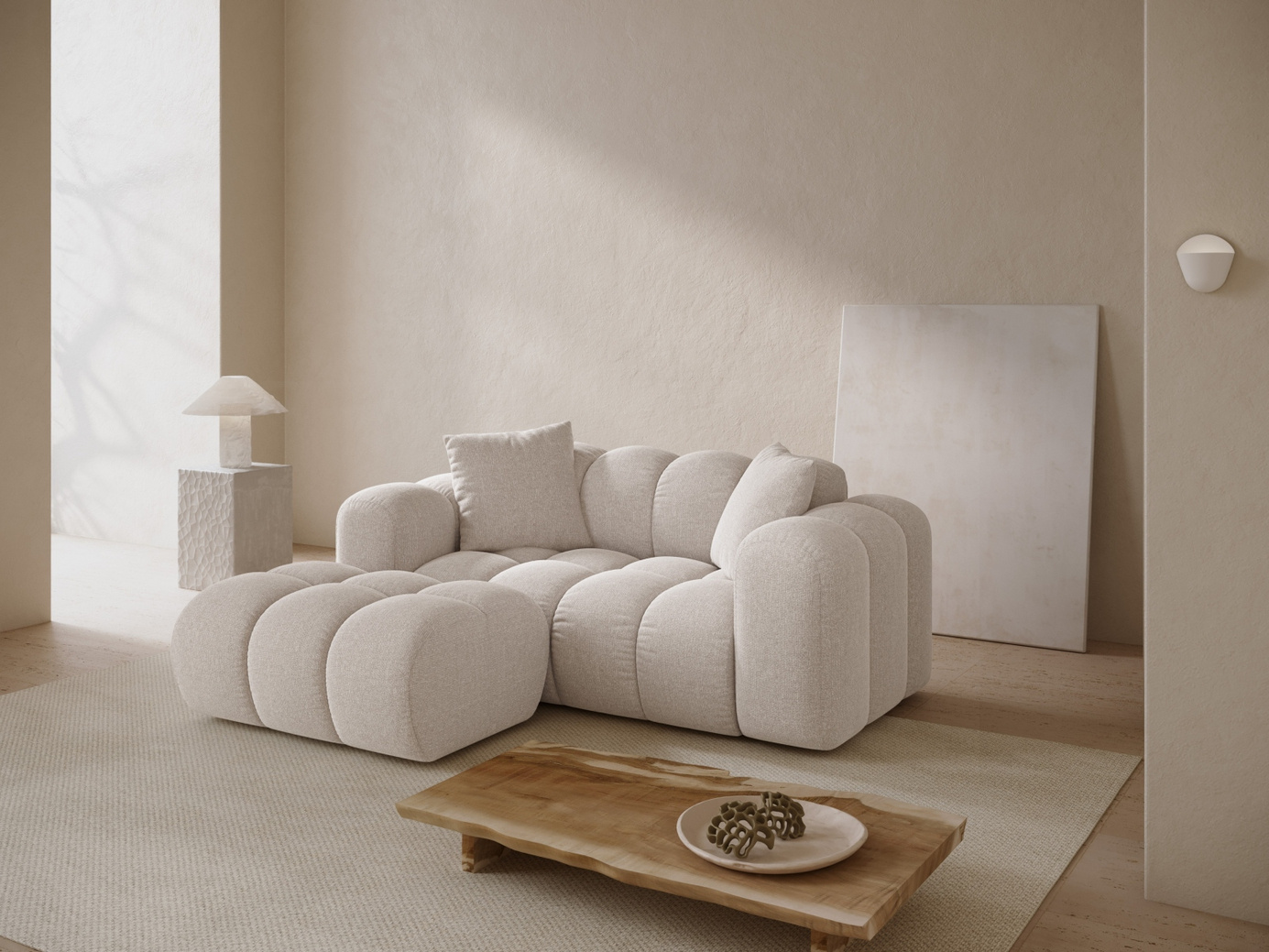 Cosmopolitan Design venstrevendt hjørnesofa, "Treno", 2-personers, 180 × 164 × 70 cm, Eden 10, sorte plastben