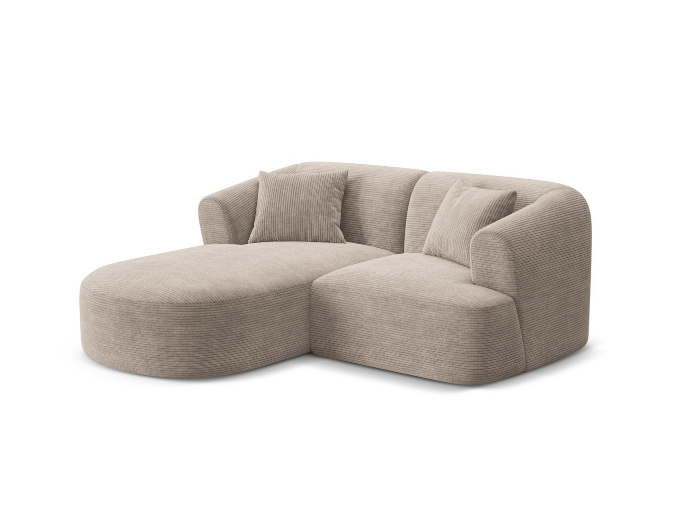 Cosmopolitan Design venstrevendt modulhjørnesofa, "Campi", 3-personers, 180 × 156 × 70 cm, Lincoln, sorte plastben
