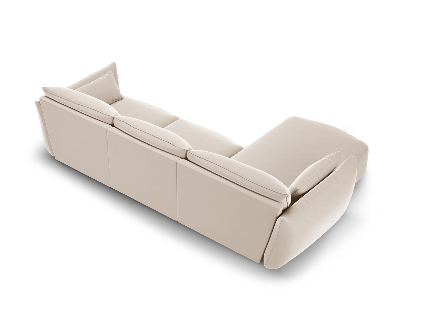 Cosmopolitan Design venstrevendt velourhjørnesofa, "Matera", 5-personers, 280 × 171 × 85 cm, Salvador, sorte plastben