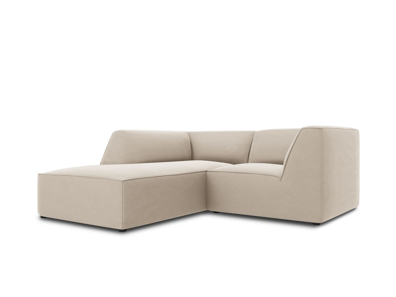 Cosmopolitan Design venstrevendt velourmodulhjørnesofa, "Siena", 3-personers, 186 × 180 × 69 cm, Salvador, sorte plastben, Variant LC_S_44