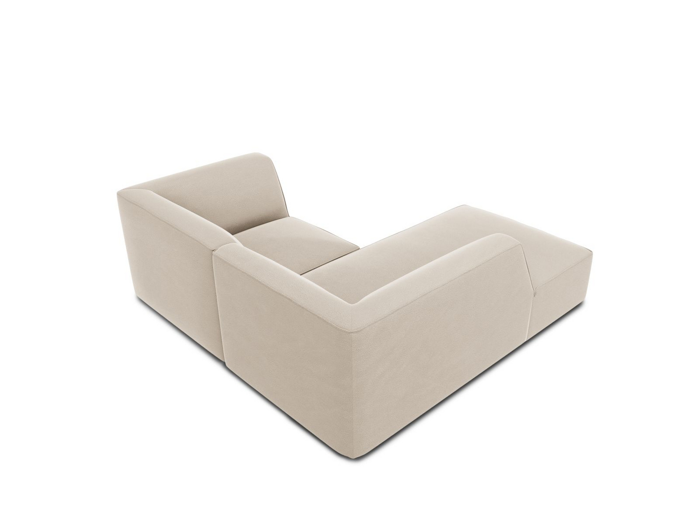 Cosmopolitan Design venstrevendt velourmodulhjørnesofa, "Siena", 3-personers, 186 × 180 × 69 cm, Salvador, sorte plastben, Variant LC_S_44