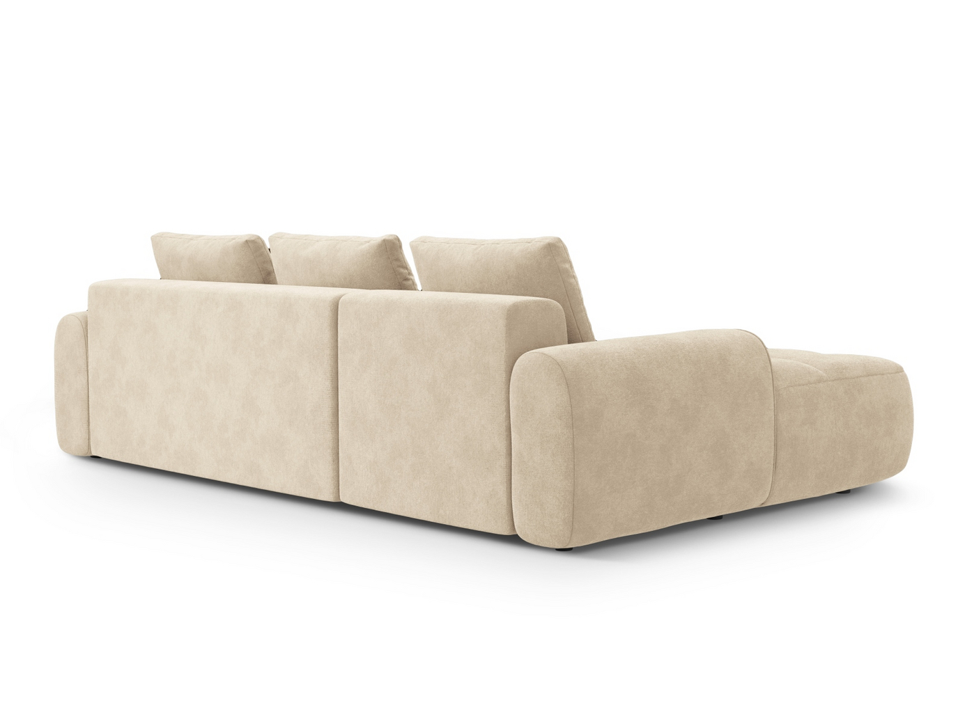 Cosmopolitan Design venstrevendt velourhjørnesovesofa med opbevaring, "Linz", 3-personers, 275 × 142 × 84 cm, Vogue, sorte plastben, Variant LCF_120