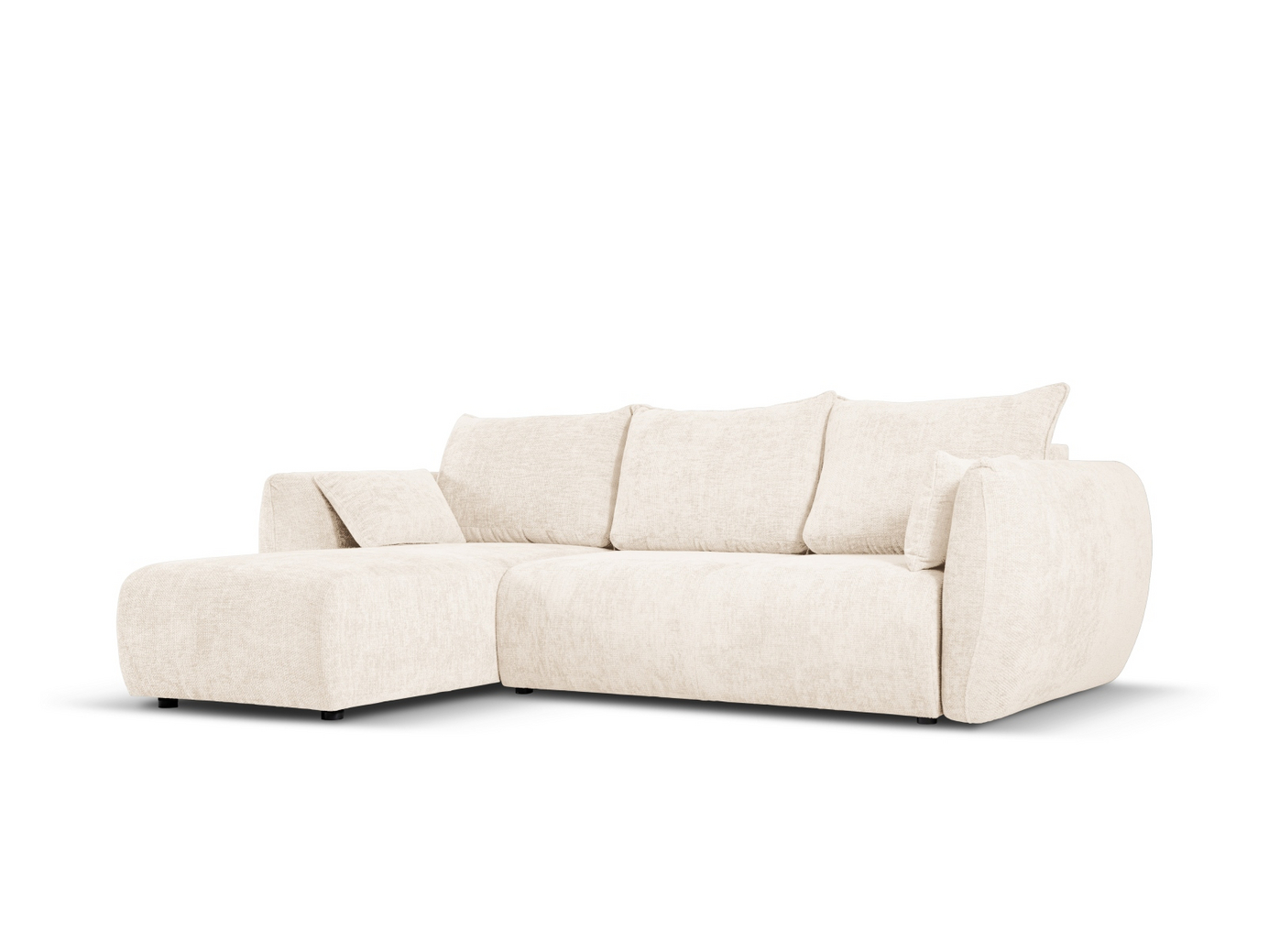 Cosmopolitan Design venstrevendt hjørnesovesofa med opbevaring, "Matera", 4-personers, 253 × 173 × 86 cm, Haga, sorte plastben