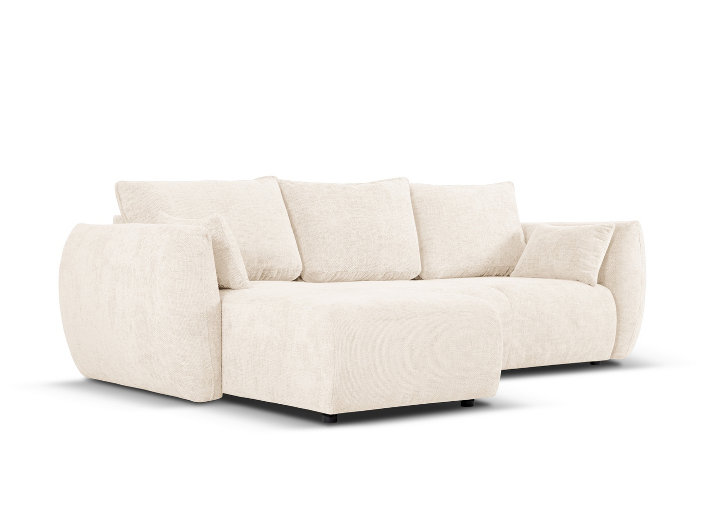 Cosmopolitan Design venstrevendt hjørnesovesofa med opbevaring, "Matera", 4-personers, 253 × 173 × 86 cm, Haga, sorte plastben