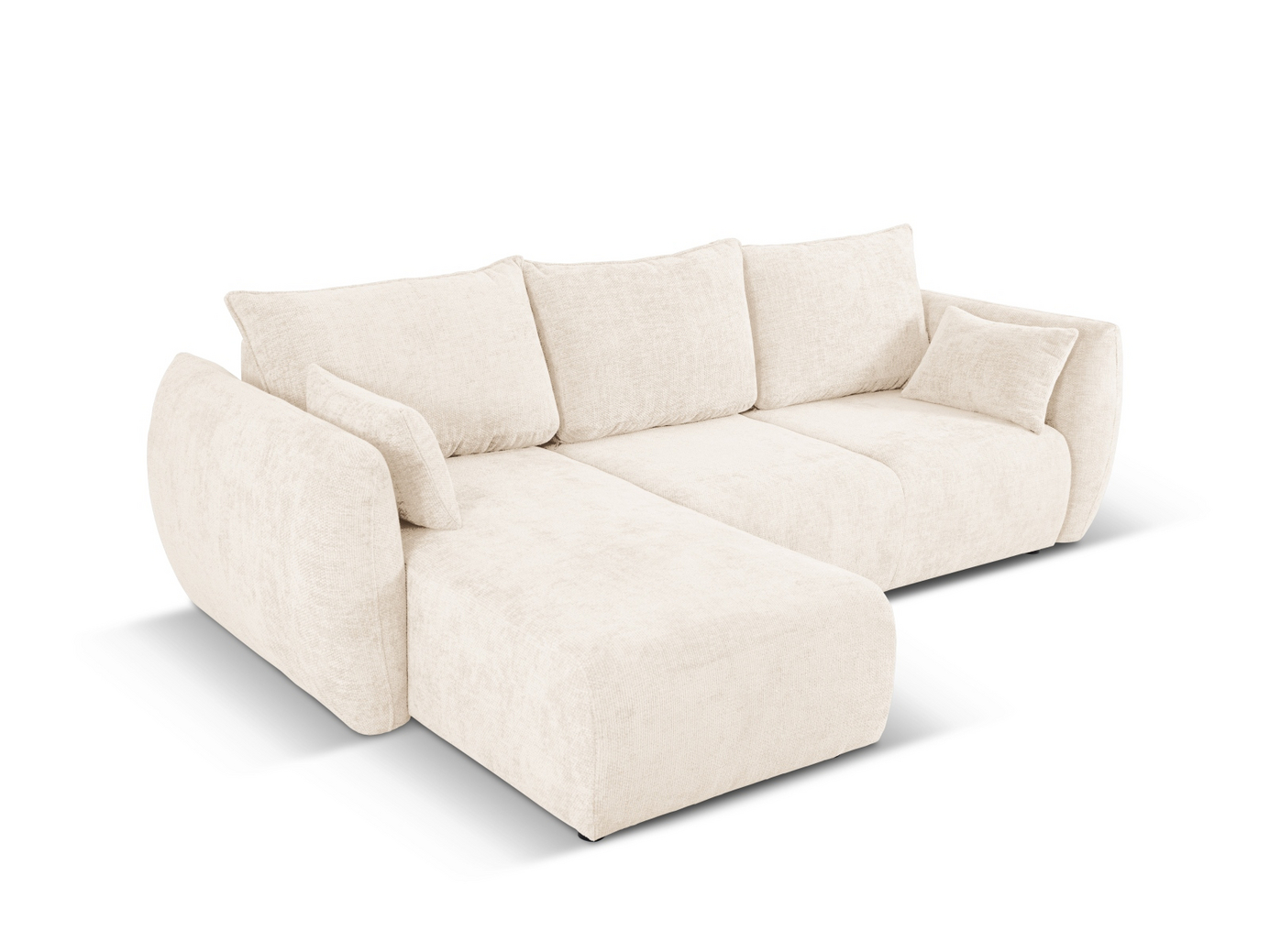 Cosmopolitan Design venstrevendt hjørnesovesofa med opbevaring, "Matera", 4-personers, 253 × 173 × 86 cm, Haga, sorte plastben