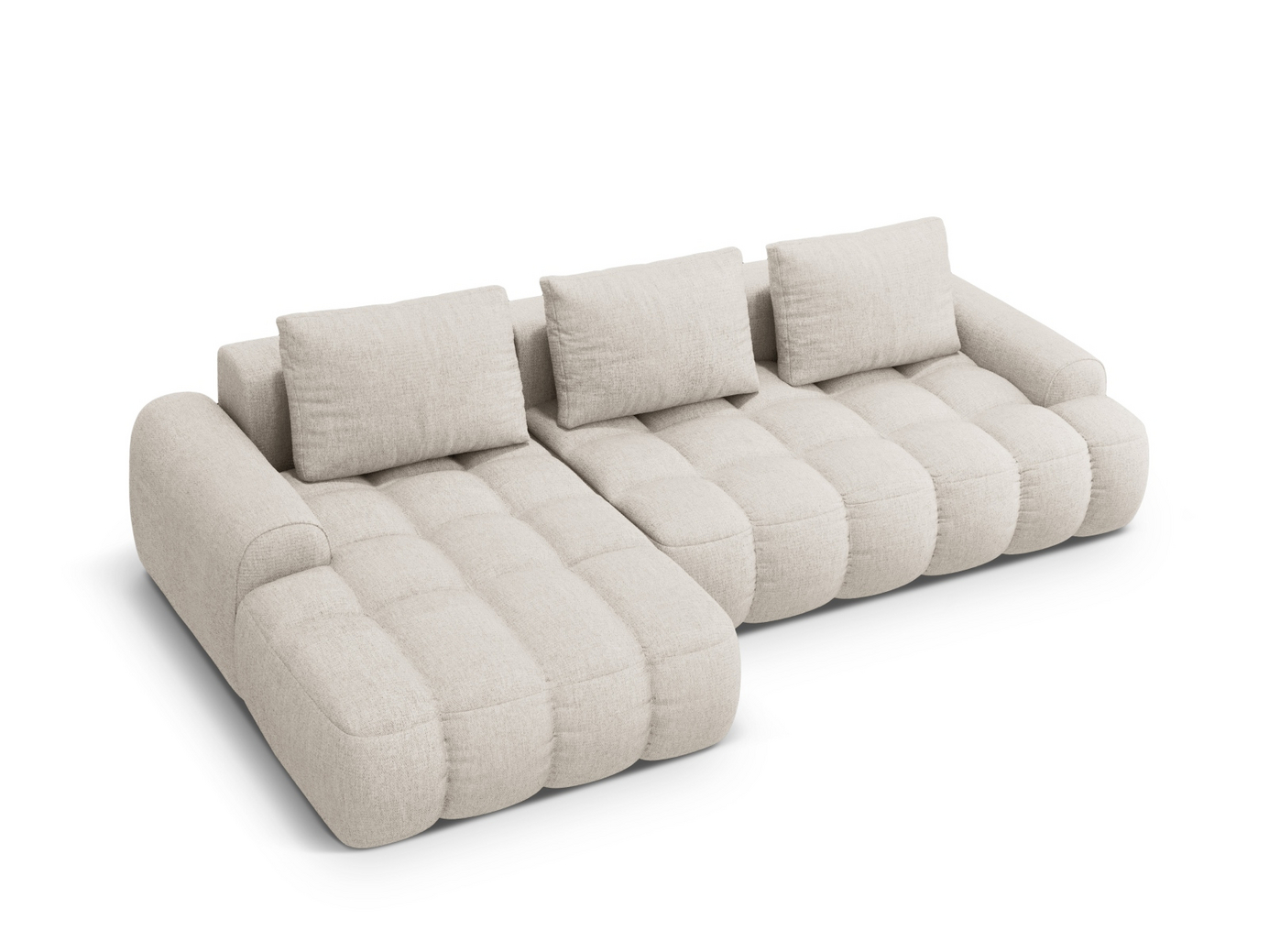 Cosmopolitan Design venstrevendt hjørnesovesofa med opbevaring, "Linz", 3-personers, 275 × 142 × 84 cm, Sorella, sorte plastben, Variant LCF_193