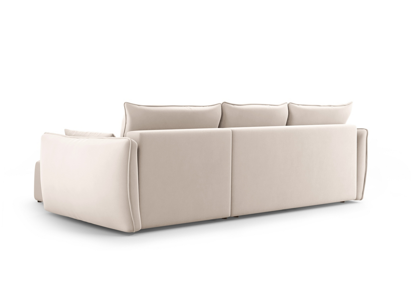 Cosmopolitan Design venstrevendt velourhjørnesovesofa med opbevaring, "Matera", 4-personers, 253 × 173 × 86 cm, Salvador, sorte plastben