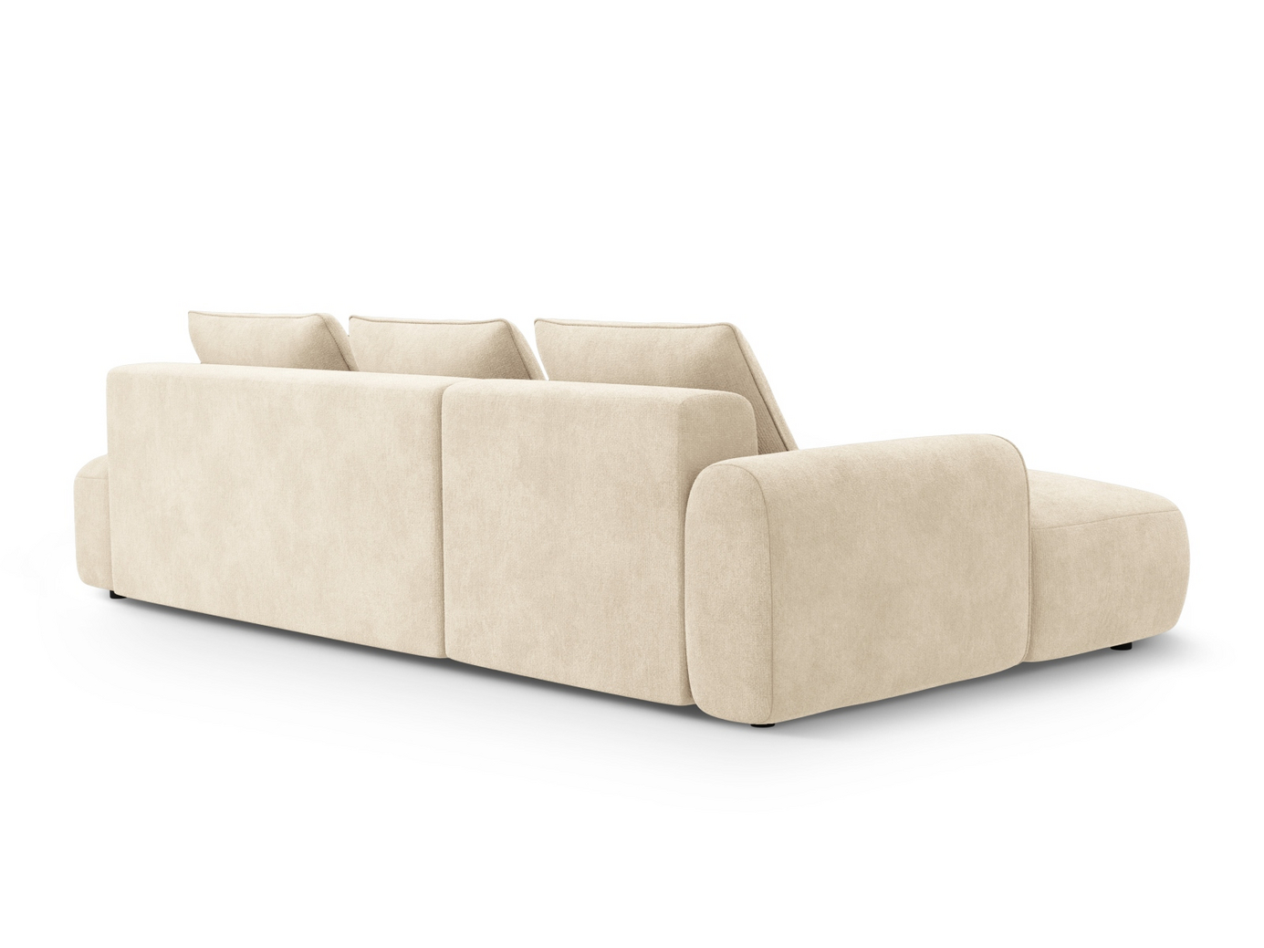 Cosmopolitan Design venstrevendt velourhjørnesovesofa med opbevaring, "Calma", 5-personers, 275 × 142 × 84 cm, Vogue, sorte plastben