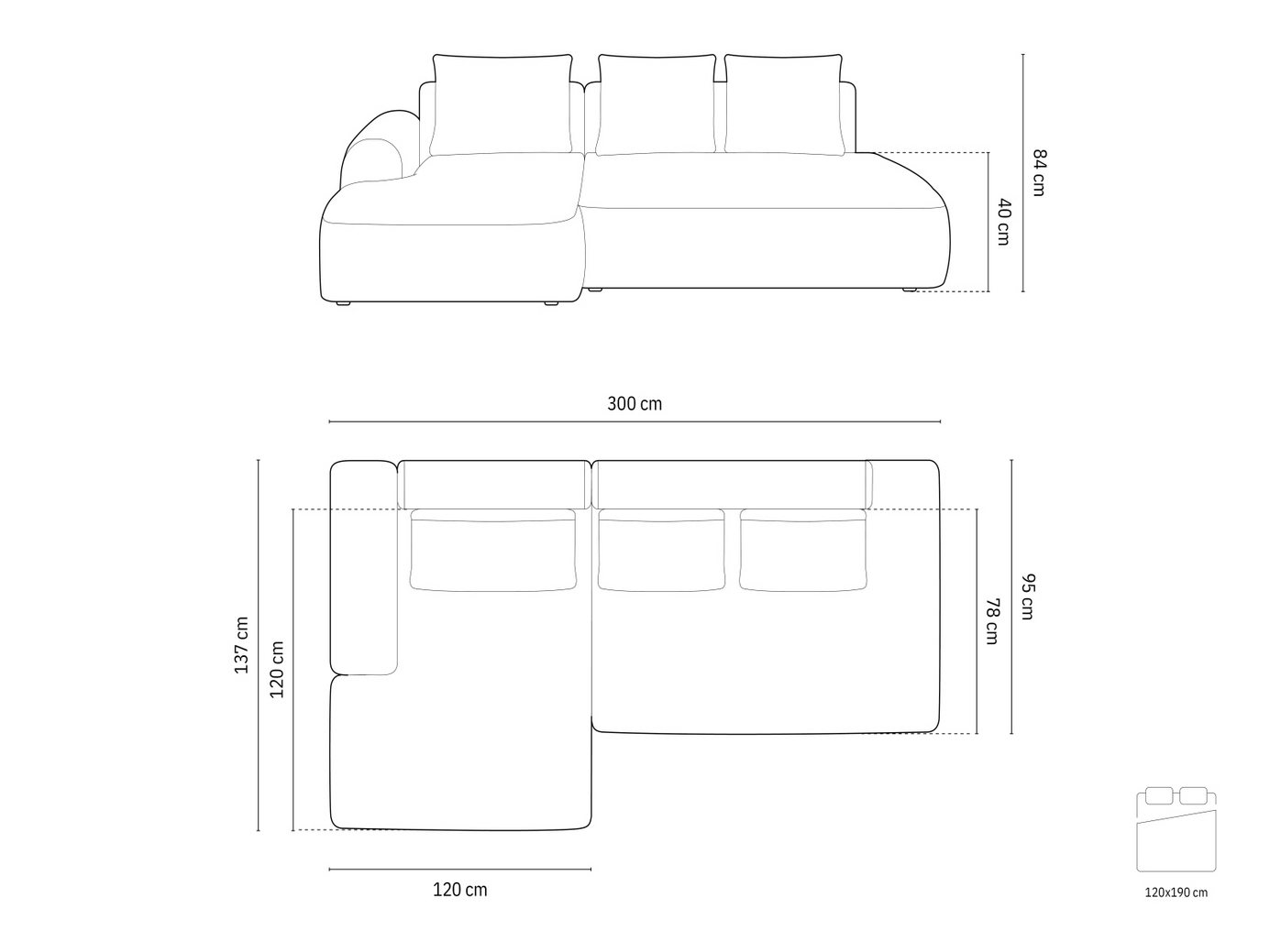 Cosmopolitan Design venstrevendt velourhjørnesovesofa med opbevaring, "Calma", 5-personers, 275 × 142 × 84 cm, Vogue, sorte plastben