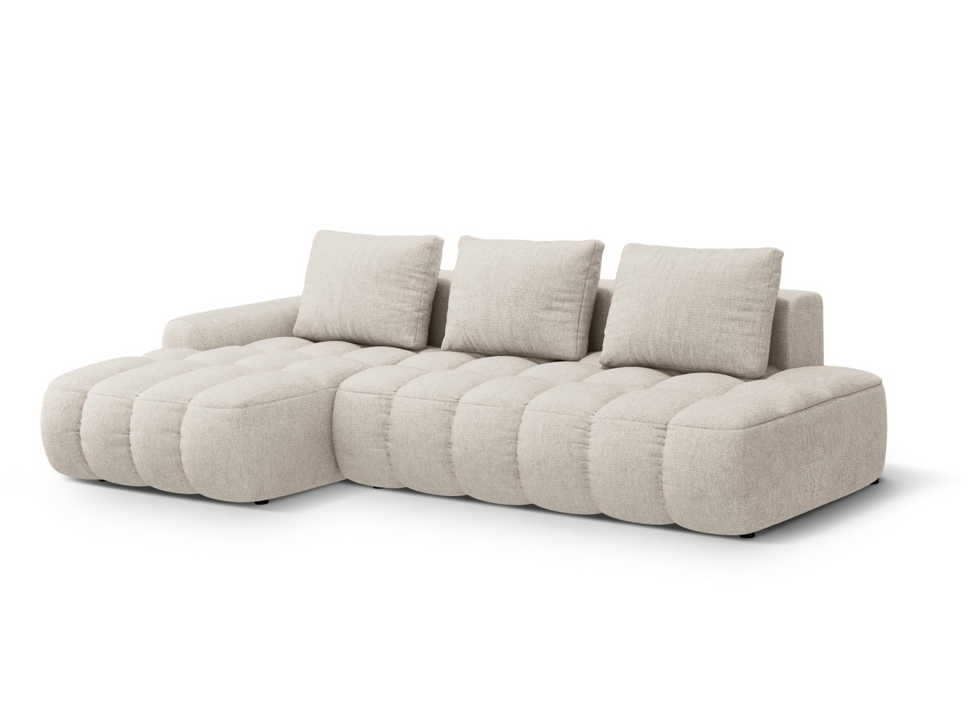 Cosmopolitan Design venstrevendt hjørnesovesofa med opbevaring, "Linz", 3-personers, 275 × 142 × 84 cm, Sorella, sorte plastben, Variant LCFO_193