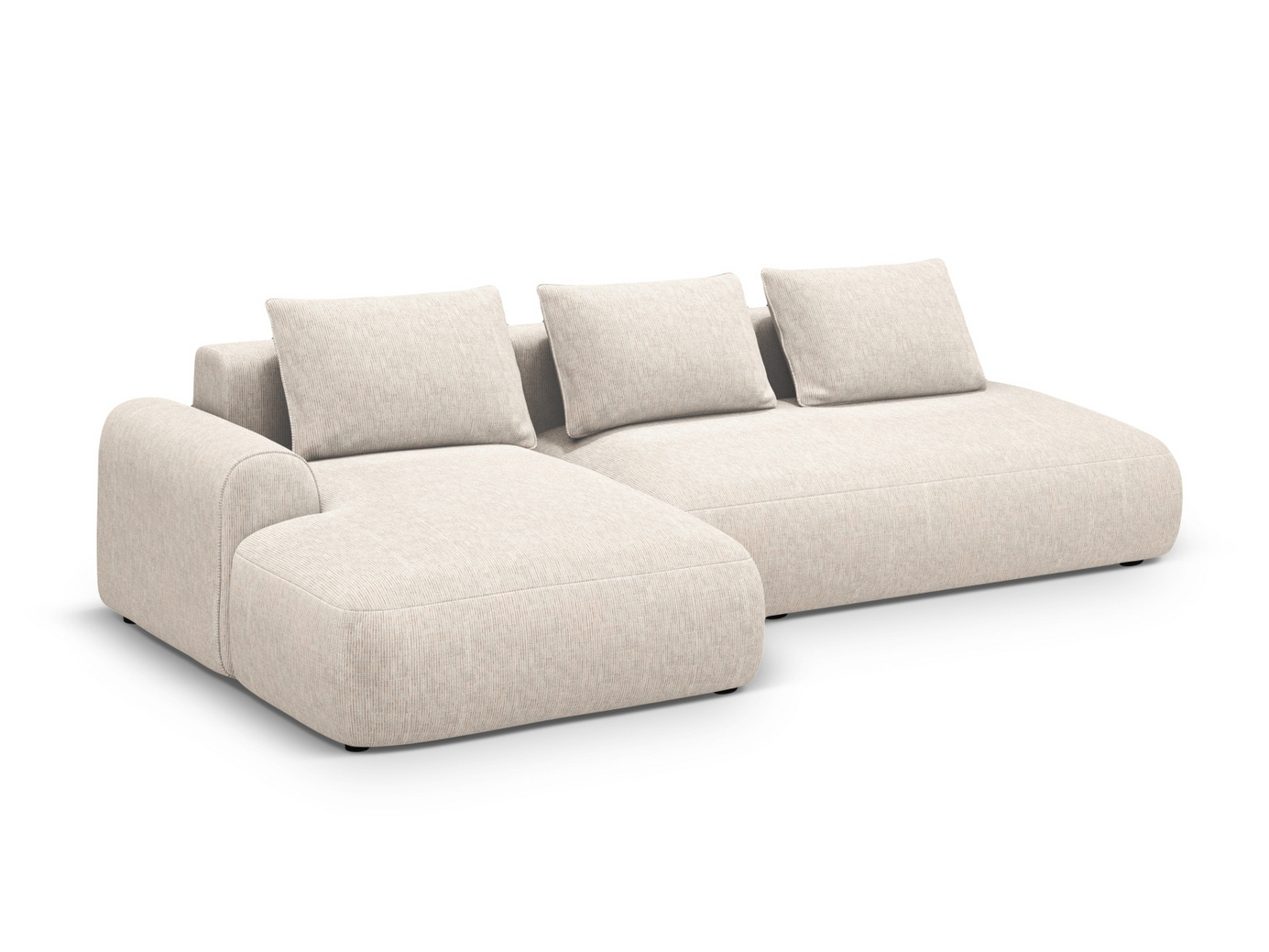 Cosmopolitan Design venstrevendt hjørnesovesofa med opbevaring, "Calma", 5-personers, 275 × 142 × 84 cm, Baltimore, sorte plastben