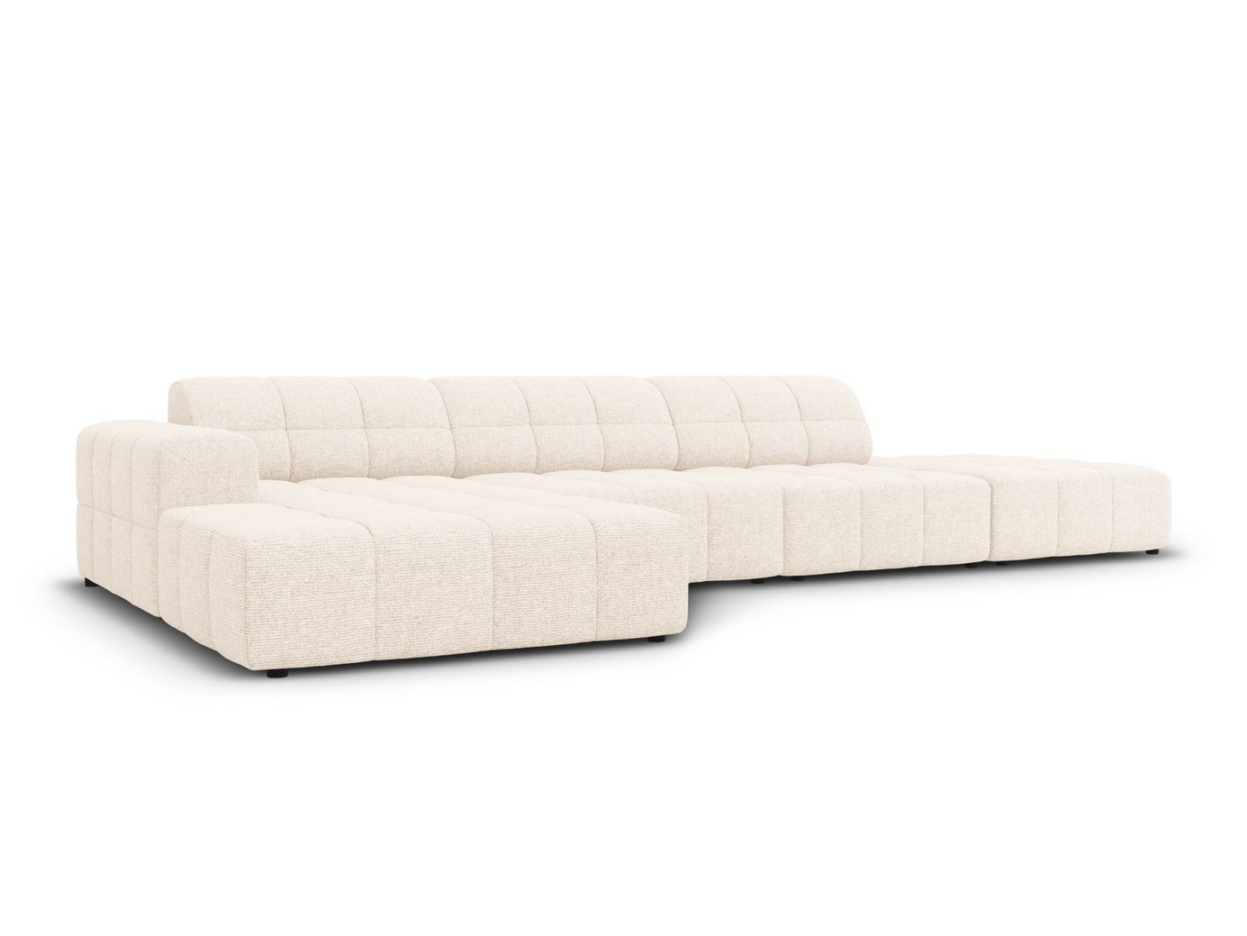Cosmopolitan Design venstrevendt hjørnesofa, "Chicago", 5-personers, 348 × 167 × 78 cm, Haga, sorte plastben