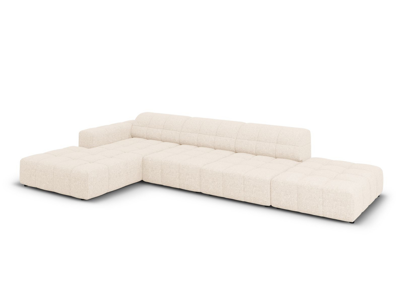 Cosmopolitan Design venstrevendt hjørnesofa, "Chicago", 5-personers, 348 × 167 × 78 cm, Haga, sorte plastben