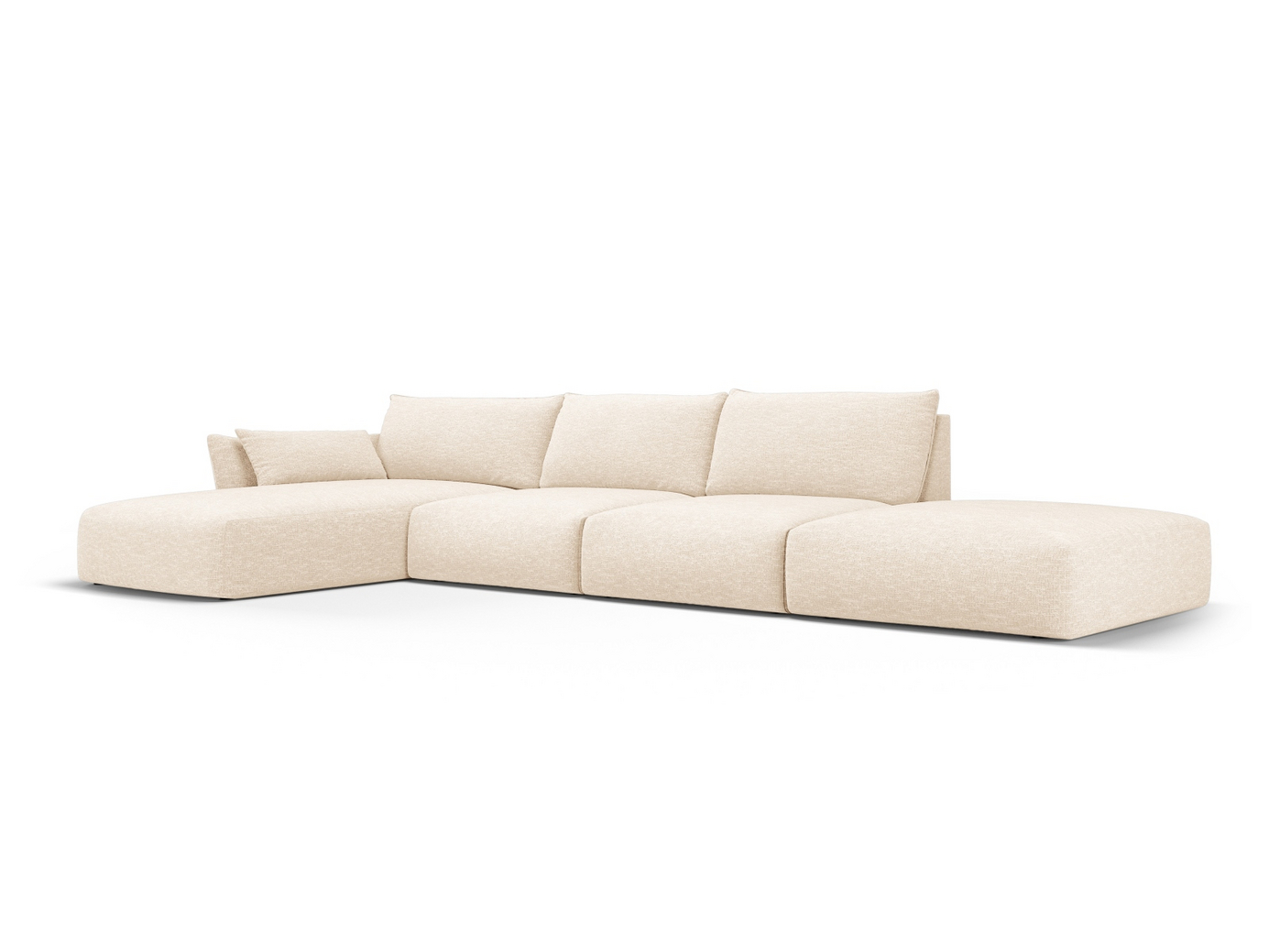 Cosmopolitan Design venstrevendt hjørnesofa, "Matera", 5-personers, 364 × 171 × 85 cm, Haga, sorte plastben