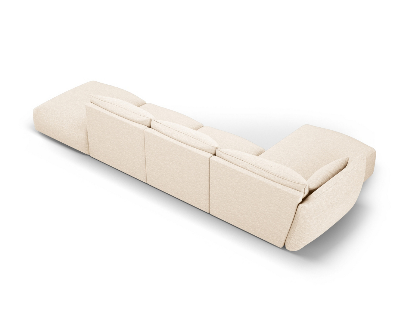 Cosmopolitan Design venstrevendt hjørnesofa, "Matera", 5-personers, 364 × 171 × 85 cm, Haga, sorte plastben