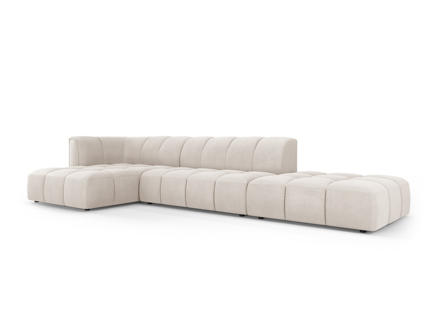 Cosmopolitan Design venstrevendt modulhjørnesofa, "Moritz", 5-personers, 323 × 160 × 70 cm, Rebel, sorte plastben