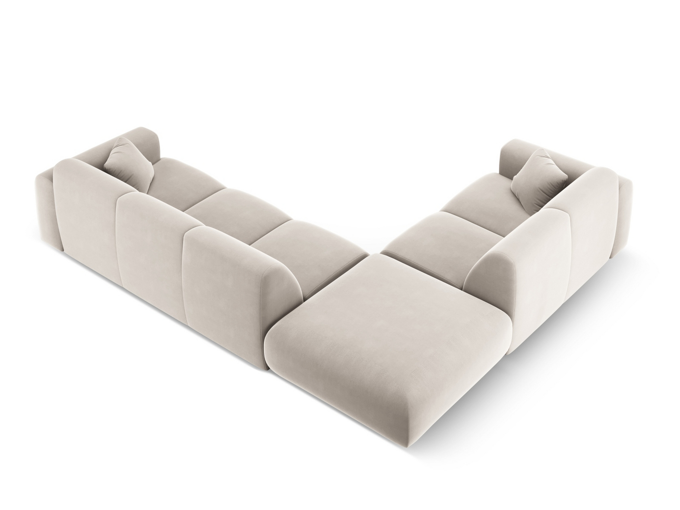 Cosmopolitan Design venstrevendt velourhjørnesofa, "Nolio", 4-personers, 315 × 250 × 72 cm, Casino, sorte plastben