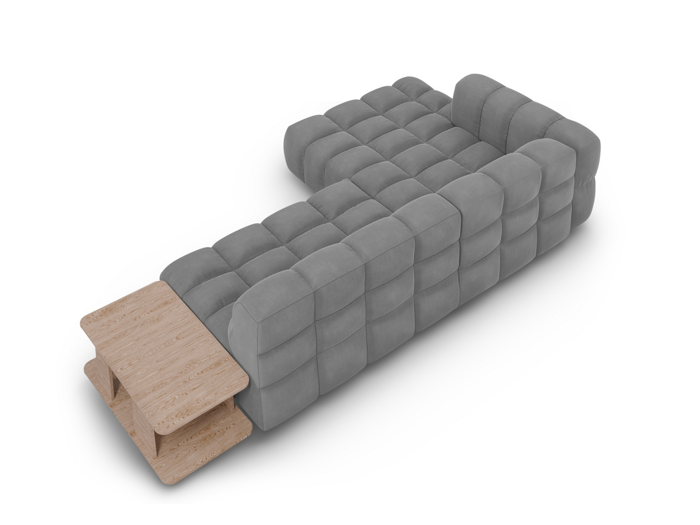 Cosmopolitan Design venstrevendt velourmodulhjørnesofa, "Sky", 4-personers, 297 × 162 × 70 cm, Casino, sorte plastben