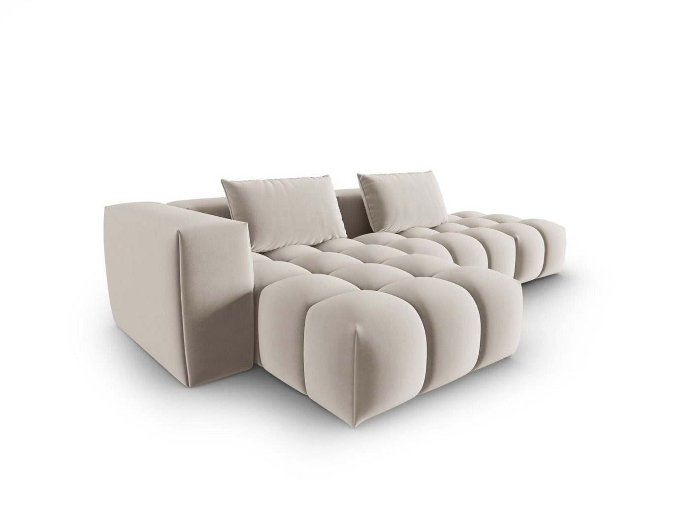 Cosmopolitan Design venstrevendt velourmodulhjørnesofa, "Verona", 4-personers, 265 × 145 × 70 cm, Casino, sorte plastben