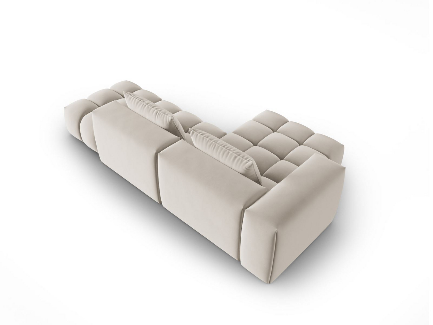Cosmopolitan Design venstrevendt velourmodulhjørnesofa, "Verona", 4-personers, 265 × 145 × 70 cm, Casino, sorte plastben
