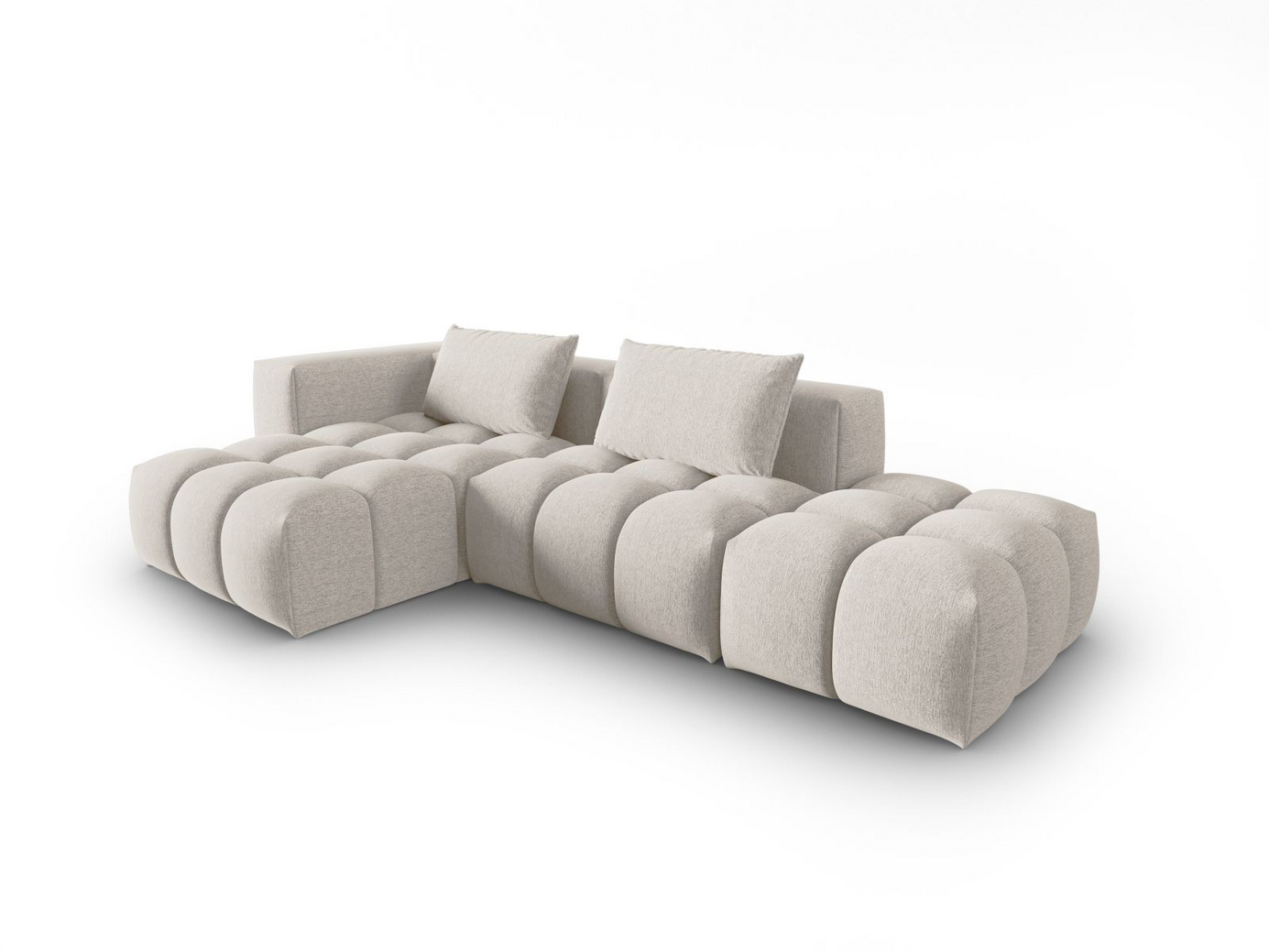 Cosmopolitan Design venstrevendt modulhjørnesofa, "Verona", 4-personers, 265 × 145 × 70 cm, Sorella, sorte plastben