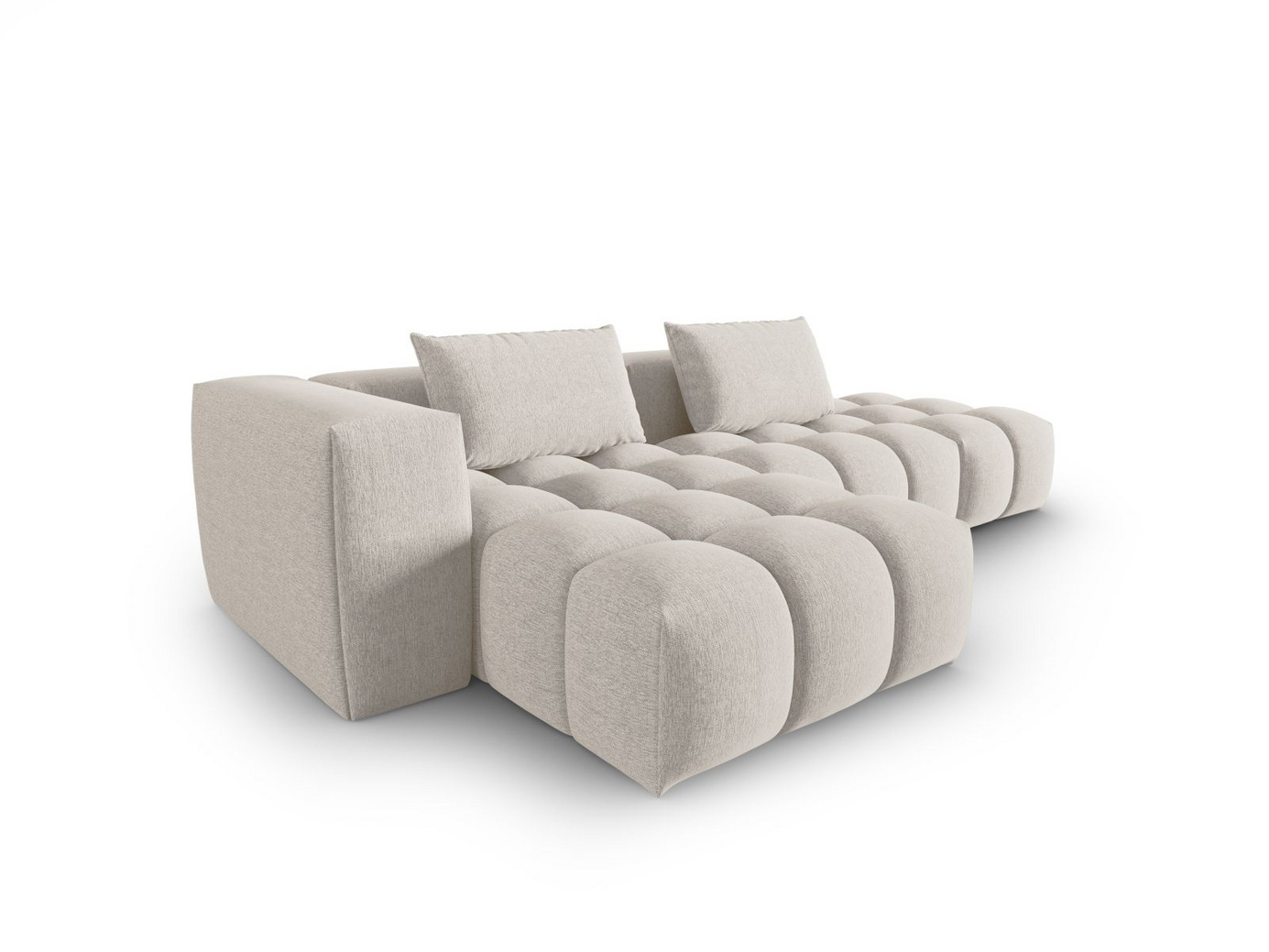 Cosmopolitan Design venstrevendt modulhjørnesofa, "Verona", 4-personers, 265 × 145 × 70 cm, Sorella, sorte plastben