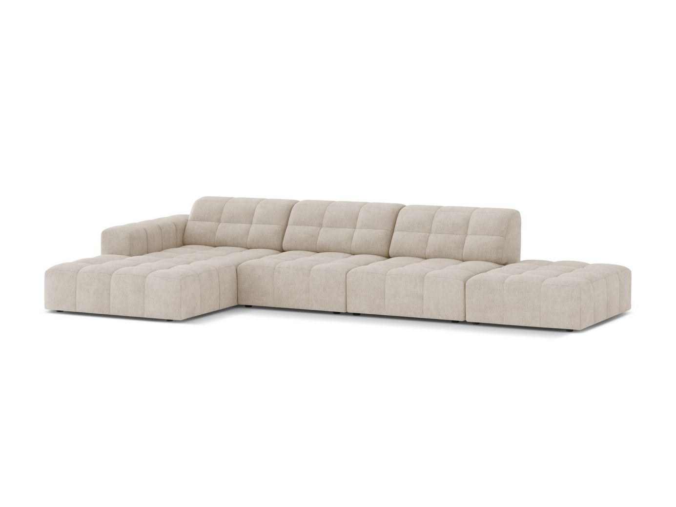 Cosmopolitan Design venstrevendt hjørnesofa, "Chicago", 5-personers, 348 × 167 × 78 cm, Eden 10, sorte plastben