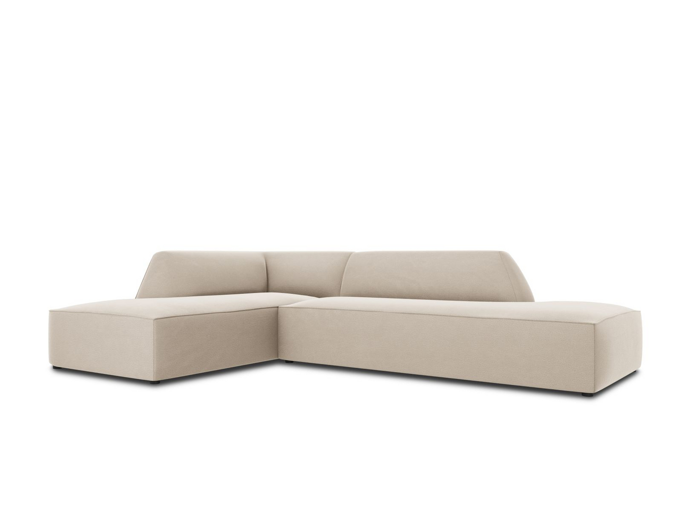 Cosmopolitan Design venstrevendt velourmodulhjørnesofa, "Siena", 4-personers, 273 × 180 × 69 cm, Salvador, sorte plastben, Variant LCO_44