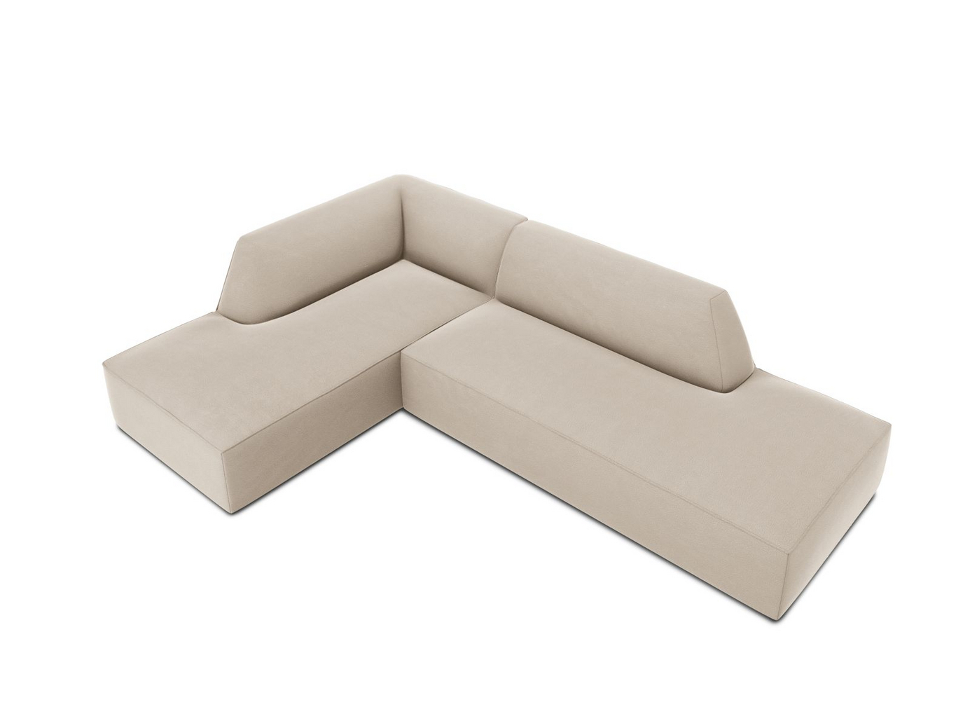 Cosmopolitan Design venstrevendt velourmodulhjørnesofa, "Siena", 4-personers, 273 × 180 × 69 cm, Salvador, sorte plastben, Variant LCO_44