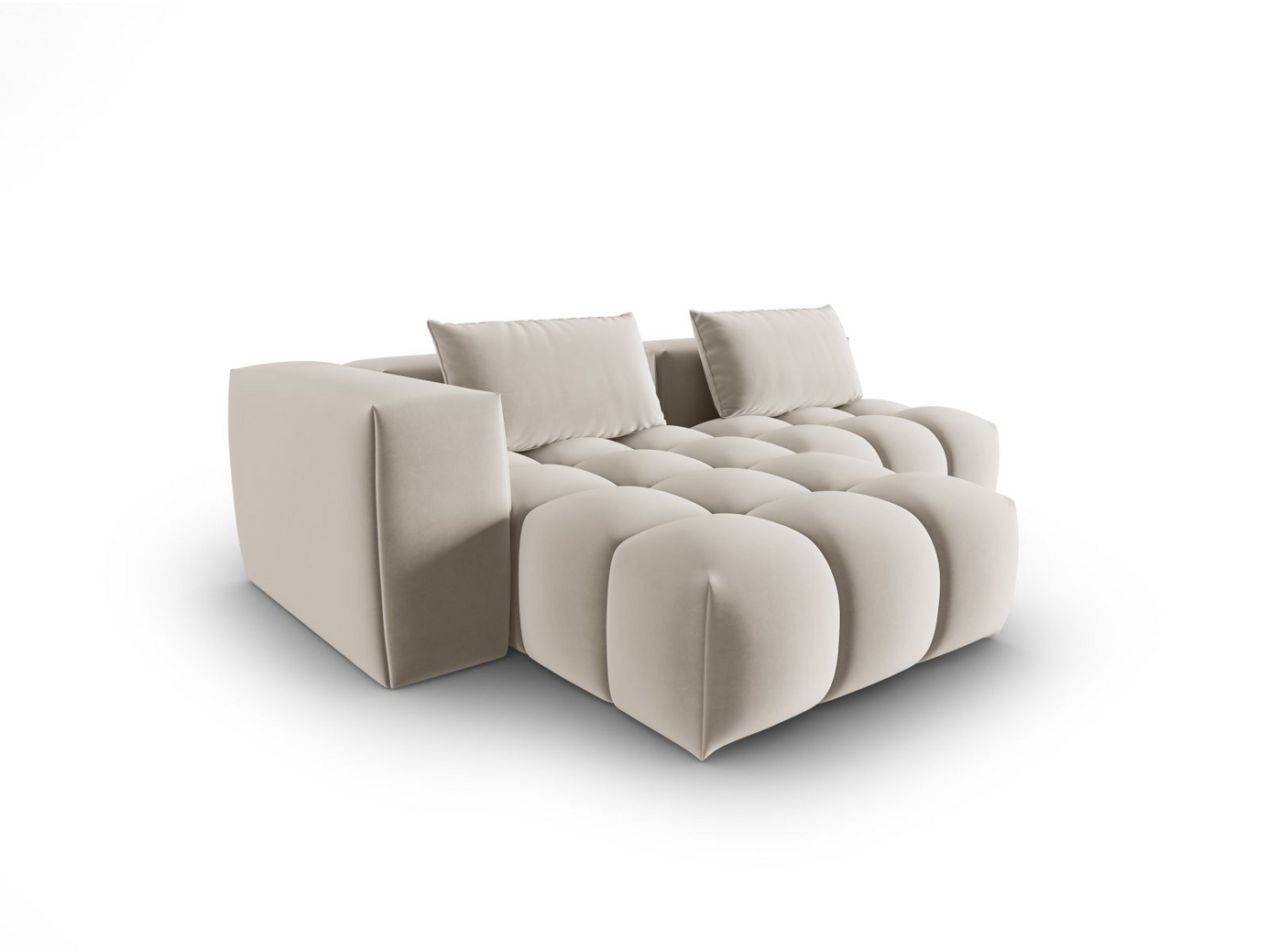 Cosmopolitan Design venstrevendt velourmodulhjørnesofa, "Verona", 3-personers, 205 × 145 × 70 cm, Casino, sorte plastben