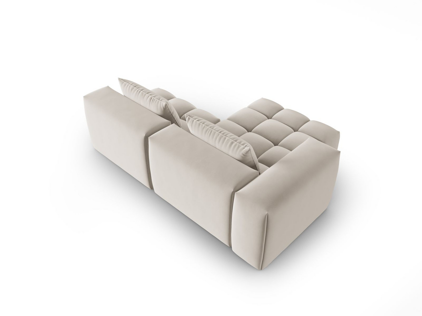 Cosmopolitan Design venstrevendt velourmodulhjørnesofa, "Verona", 3-personers, 205 × 145 × 70 cm, Casino, sorte plastben