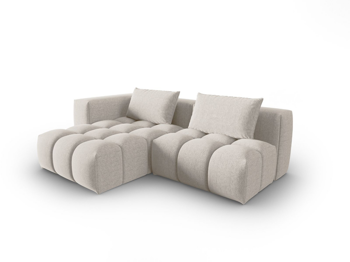 Cosmopolitan Design venstrevendt modulhjørnesofa, "Verona", 3-personers, 205 × 145 × 70 cm, Sorella, sorte plastben