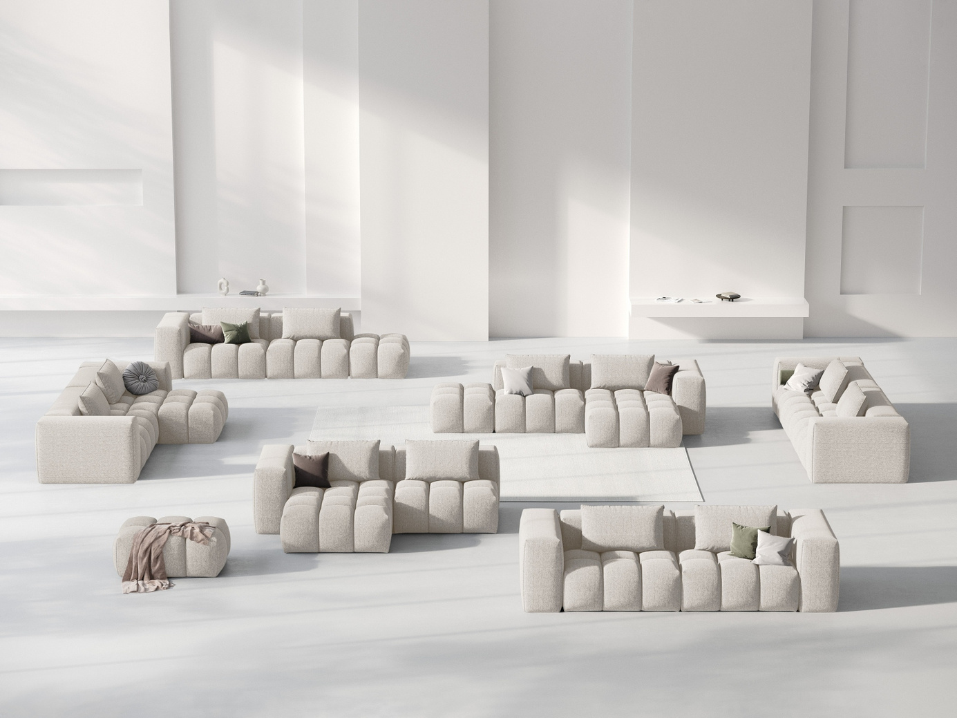 Cosmopolitan Design venstrevendt modulhjørnesofa, "Verona", 3-personers, 205 × 145 × 70 cm, Sorella, sorte plastben