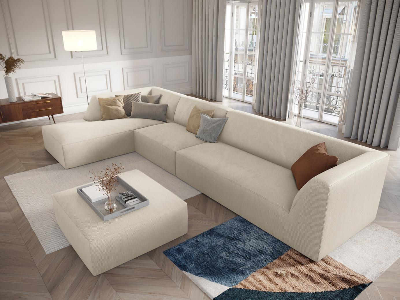 Cosmopolitan Design puf, "Siena", 1-personers, 93 × 93 × 40 cm, Scala, sorte plastben