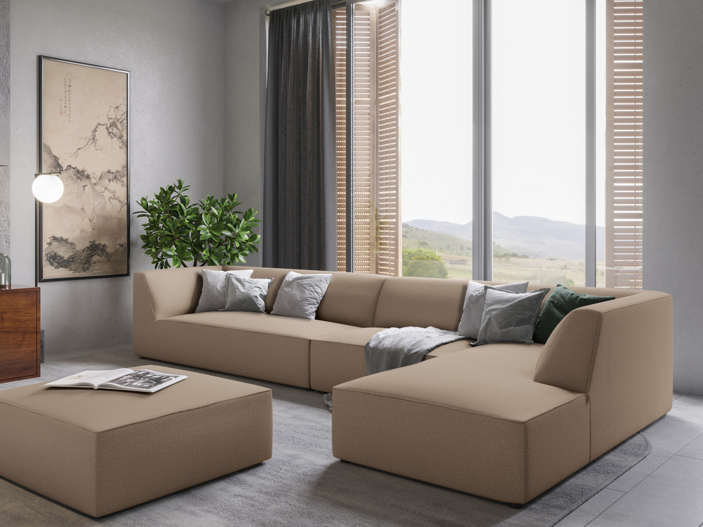 Cosmopolitan Design puf, "Siena", 1-personers, 93 × 93 × 40 cm, Ottawa, sorte plastben