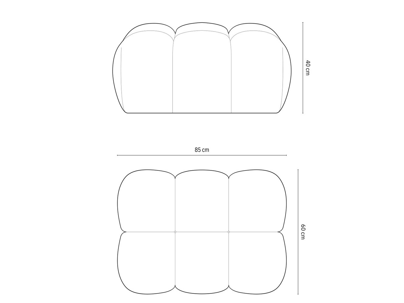 Cosmopolitan Design velourpuf, "Verona", 1-personers, 60 × 85 × 40 cm, Casino, sorte plastben