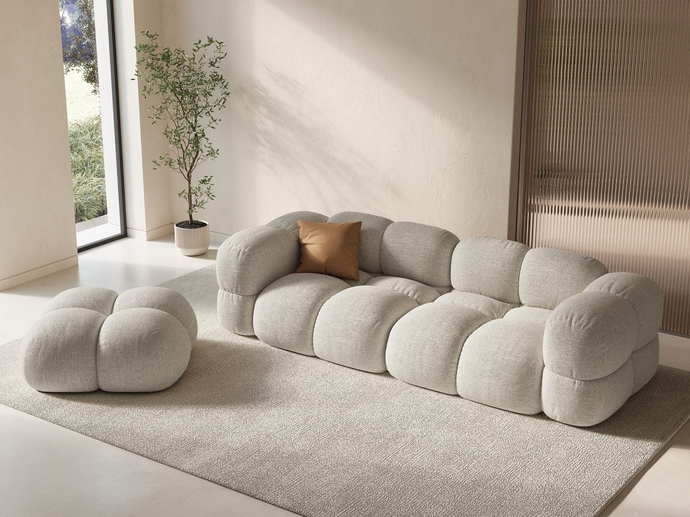 Cosmopolitan Design puf, "Loretto", 1-personers, 90 × 90 × 40 cm, Sorella, sorte plastben