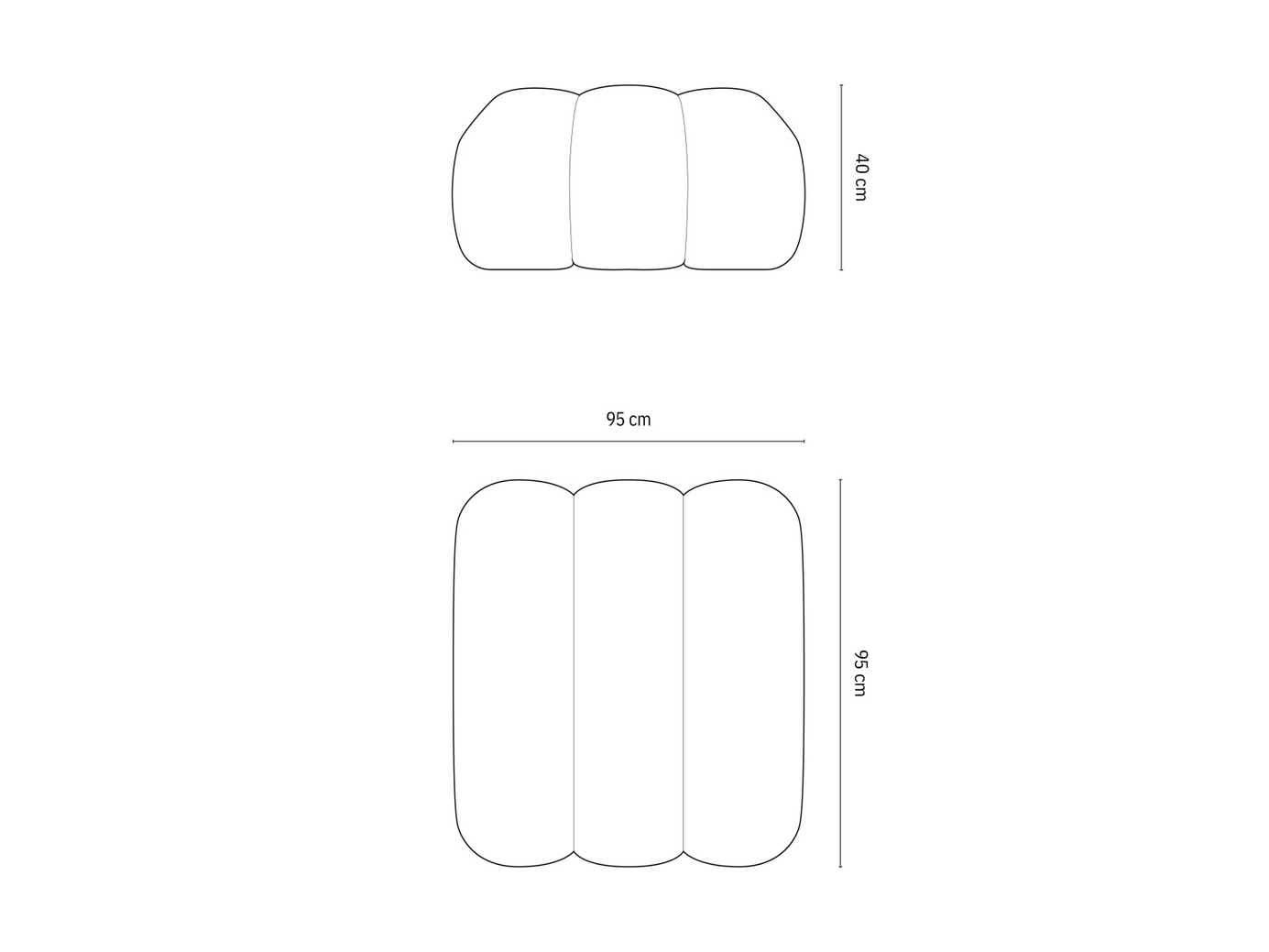 Cosmopolitan Design puf, "Koge", 1-personers, 95 × 95 × 40 cm, Eden 10, sorte plastben